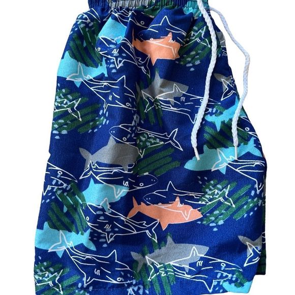 Boys Swim Trunks Blue Sharks Drawstring Various‎ Sizes 4T - Picture 7 of 14